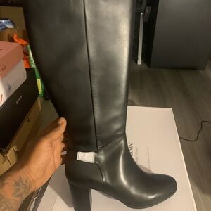 Black Leather Knee-High Boots